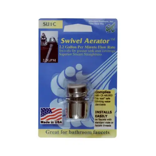 Whedon SU1C Swivel Saver Faucet Aerator, Lead-Free Brass, Dual Threads