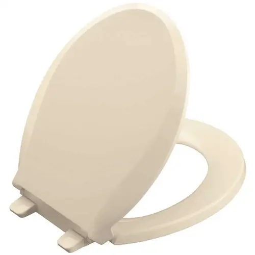 Kohler K-4639-47 Cachet Quiet-Close Round Closed Front Toilet Seat with Grip-Tight Bumpers in Almond