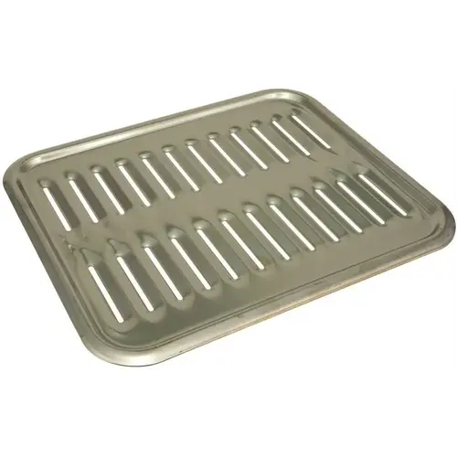 National Brand Alternative TPBPG3 Porcelain-Enameled Steel Broiler Pan, 12-3/4 in. x 15-1/4 in. x 1-1/2 in Silver