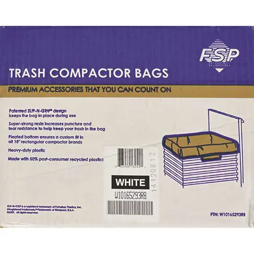 Whirlpool W10165293RB Whirlpool Trash Compactor Bags Part #4318939, Package Of 60