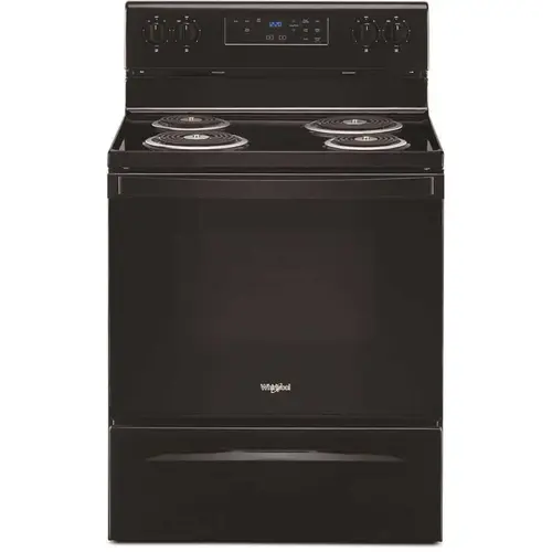 Whirlpool WFC315S0JB 30 in. 4.8 cu. ft. 4-Burner Electric Range with Self-Cleaning in Black with Storage Drawer