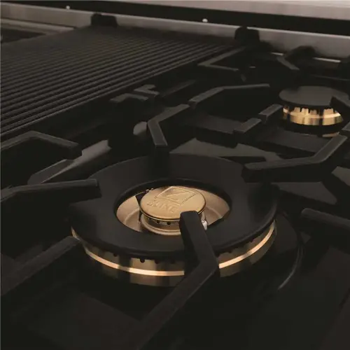 ZLINE Kitchen and Bath RA-BR-60 60 in. 9 Burner Double Oven Dual Fuel Range with Brass Burners in Stainless Steel