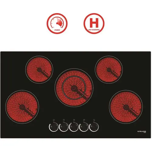 GASLAND Chef CH90BS 36 in. Built-In Radiant Electric Ceramic Glass Cooktop with 5 Elements and Mechanical Knob Black