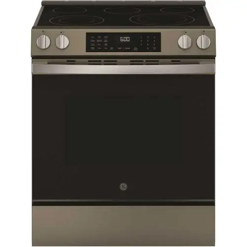 GE GRS600AVES 30 Inch 5.3 Cubic Feet Slide In Electric Convection RanWith Air Fry, Slate