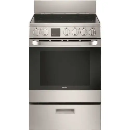 Haier QAS740RMSS 24 in. 2.9 cu. ft. Electric Range with Self-Cleaning Convection Oven in Stainless Steel