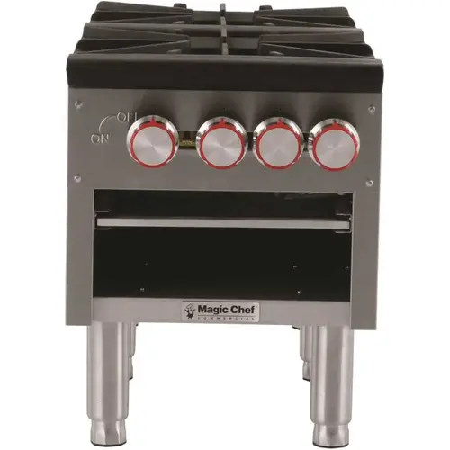 Magic Chef MCCSR2A Commercial Double Stock Pot Countertop Gas Cooktop Stainless