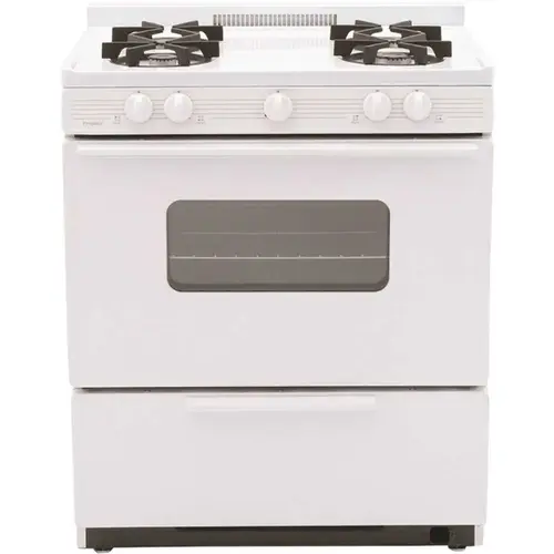 Premier BMK5X0OP 30 in. 3.91 cu. ft. Freestanding Battery Spark Ignition Gas Range in White
