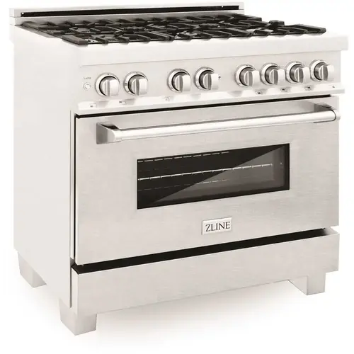 ZLINE Kitchen and Bath RAS-SN-36 36 in. 6 Burner Dual Fuel Range in Fingerprint Resistant Stainless Steel