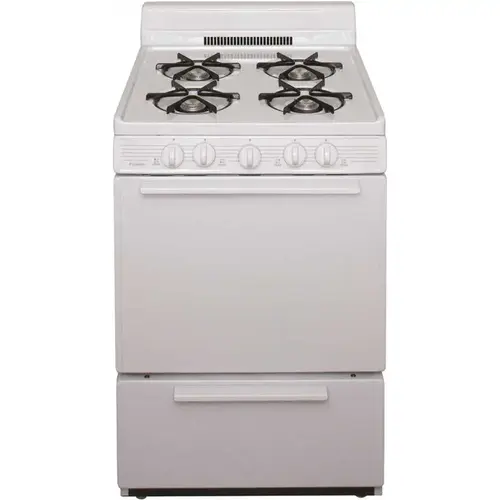 Premier BCK100OP 24 in. 2.97 cu. ft. Battery Spark Ignition Gas Range in White