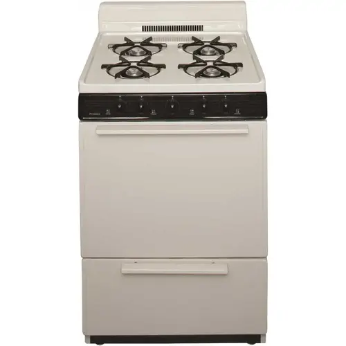 Premier BCK100TP 24 in. 2.97 cu. ft. Battery Spark Ignition Gas Range in Biscuit with Black Trim