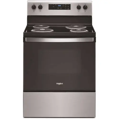 Whirlpool WFC315S0JS 30 in. 4.8 cu. ft. 4-Burner Electric Range with Self-Cleaning in Stainless Steel with Storage Drawer