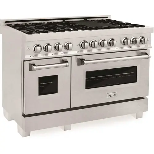 ZLINE Kitchen and Bath RAS-SN-48 48 in. 7 Burner Double Oven Dual Fuel Range in Fingerprint Resistant Stainless Steel