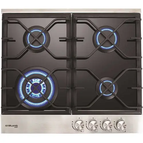 GASLAND Chef GH60BFN 24 in. Built-In Gas Stove Top LPG Natural Gas Cooktop in Black Tempered Glass with 4-Sealed Burners ETL