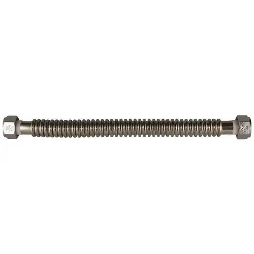 HOME-FLEX HFWC-07-12 3/4 in. FIP x 3/4 in. FIP x 12 in. Stainless Steel Water Heater Connector Silver Metallic