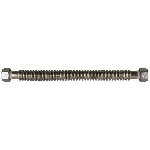 HOME-FLEX HFWC-07-24 3/4 in. FIP x 3/4 in. FIP x 24 in. Stainless Steel Water Heater Connector Silver Metallic