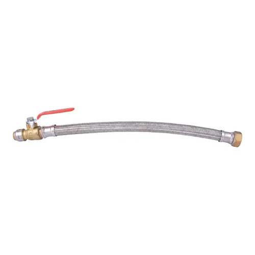 SharkBite UR3068FX18BV 1/2 In. BV x 3/4 In. FIP x 18 In. L Stainless Steel Flex Water Heater Low Lead Ball Valve