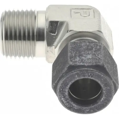 Parker 6-6 CBZ-SS Compression Tube Male Elbow: 3/8" Thread, Compression x MNPT