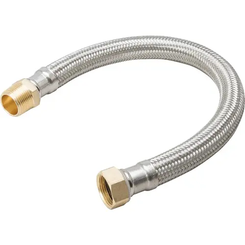 PROLINE 496-238 3/4 In. MIP x 3/4 In. FIP x 24 In. Braided Stainless Steel Water Heater Connector
