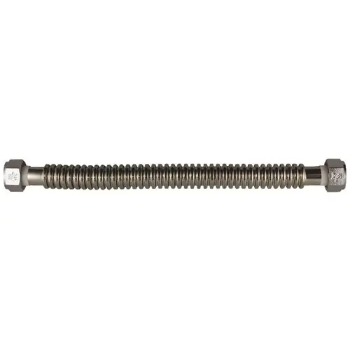 HOME-FLEX HFWC-07-18 3/4 in. FIP x 3/4 in. FIP x 18 in. Stainless Steel Water Heater Connector Silver Metallic