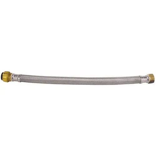 Tectite FSBBS34F18 3/4 in. Push-to-Connect x 3/4 in. Female Pipe Thread x 18 in. Braided Stainless Steel Water Heater Connector Silver Metallic